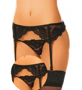 Koronkowy pas do pończoch i stringi