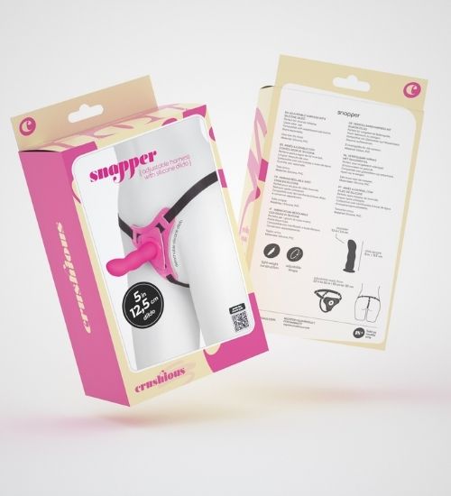 Silikonowy różowy strap-on z odczepianym falistym dildo