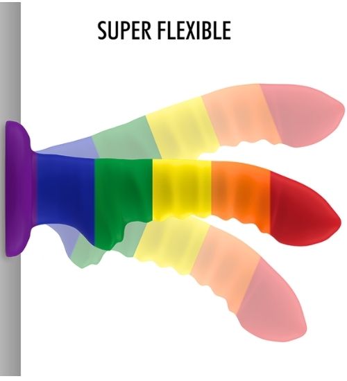 Tęczowe dildo z wypustkami