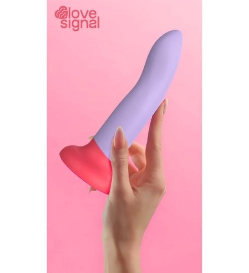 Sprężyste fioletowe dildo z czerwoną przyssawką