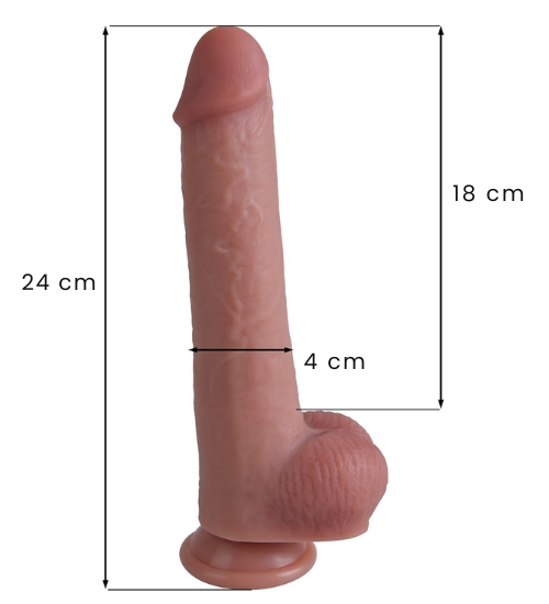 Elastyczne silikonowe 24 cm dildo z przyssawką