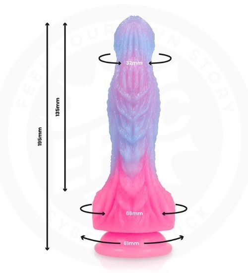 Pastelowe niebiesko - różowe dildo Epic ze strukturą 3D