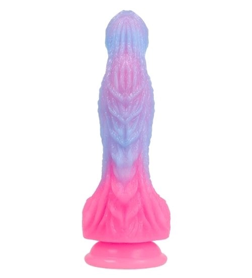 Pastelowe niebiesko - różowe dildo Epic ze strukturą 3D
