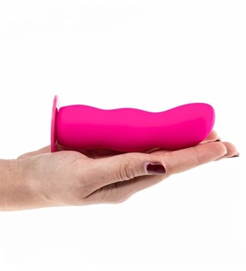 Silikonowy różowy strap-on z odczepianym falistym dildo