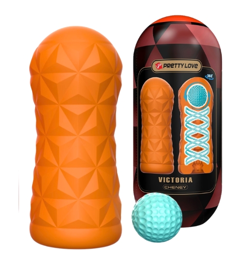 Pomarańczowy masturbator z kulką 360