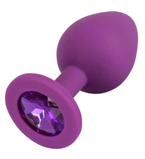 Fioletowy plug z kryształkiem - sylikon