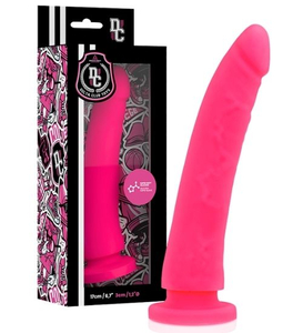 Neonowo różowe silikonowe dildo z przyssawką