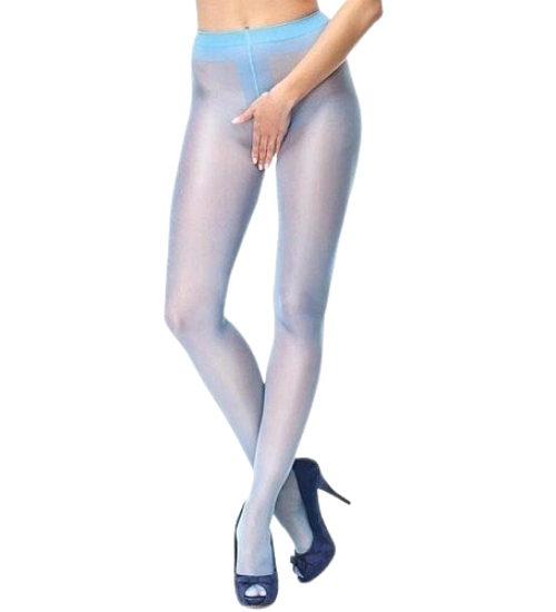 Kuszące błękitne rajstopy z dziurką