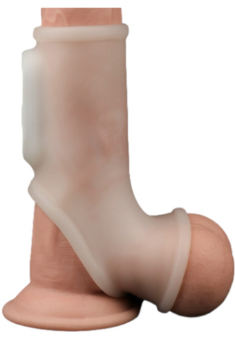 Wibrująca biała nakładka na penisa