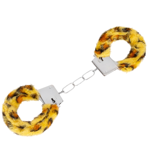 Kajdanki z futerkiem w panterkę