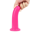 Różowe silikonowe dildo z płaską podstawą