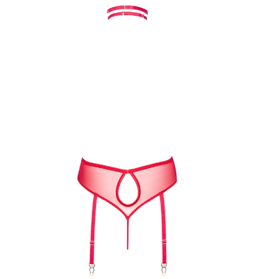 Czerwone koronkowe body z chokerem