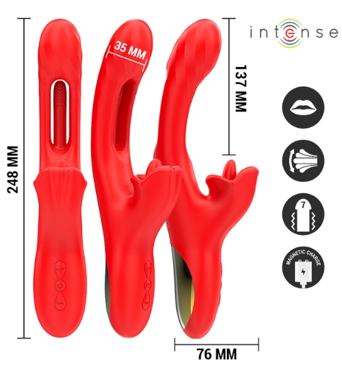 Wibrator podwójnego dotyku z oscylacją i języczkiem