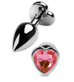 Metalowy plug z różowym serduszkiem