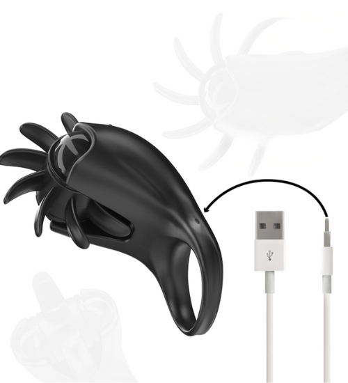 Pierścień wibracyjny z obrotowym stymulatorem łechtaczki