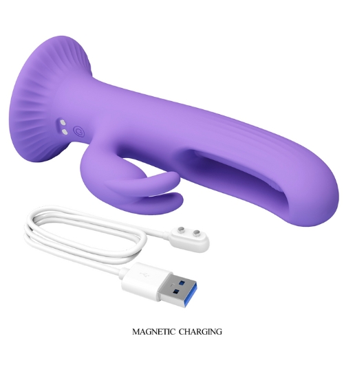 Wielofunkcyjny fioletowy wibrator na przyssawce