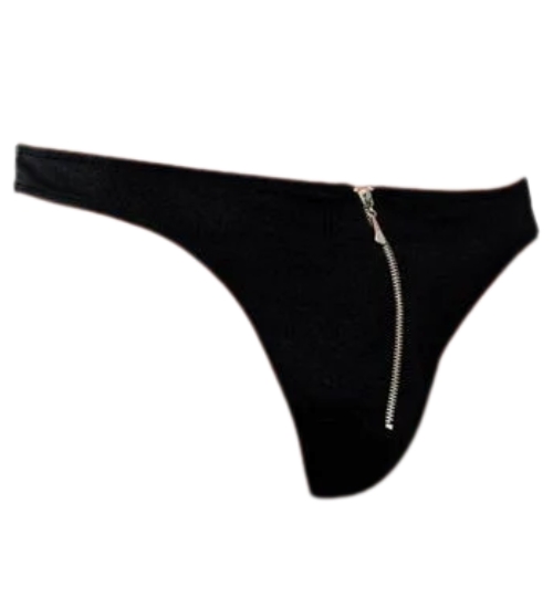 Czarne stringi z suwaczkiem