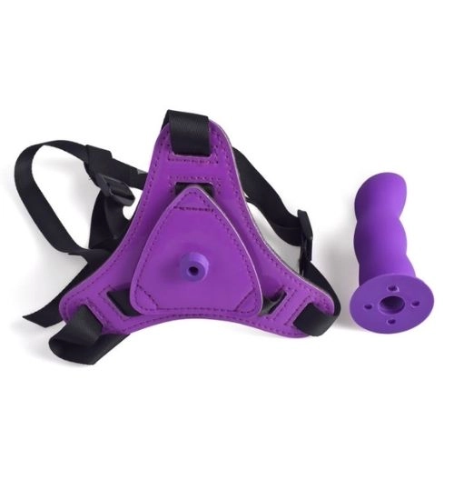 Fioletowy silikonowy strap-on dla niej