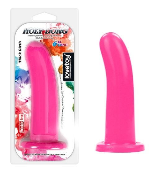 Różowe silikonowe dildo z płaską podstawą