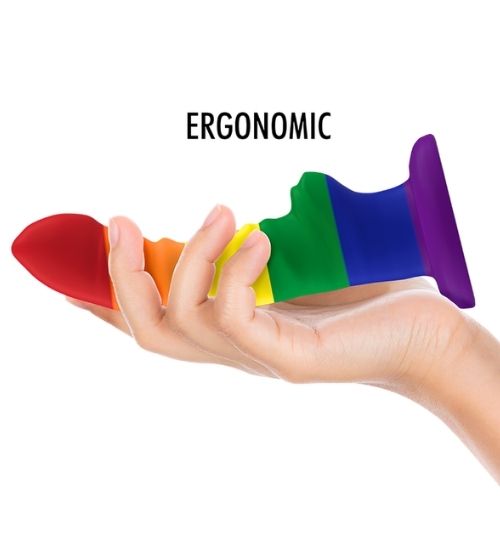 Tęczowe dildo z wypustkami