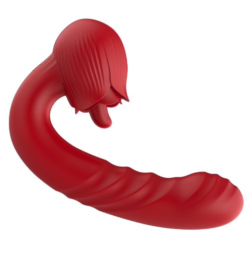Czerwony wibrator punktu G z języczkiem