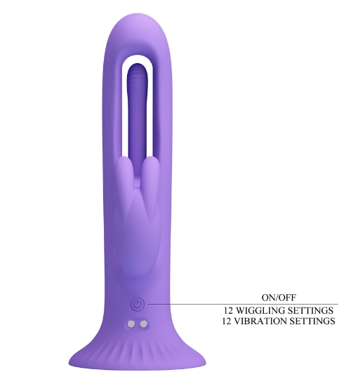 Wielofunkcyjny fioletowy wibrator na przyssawce