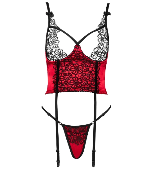 Czerwony gorset Olena z haftowanymi kwiatami