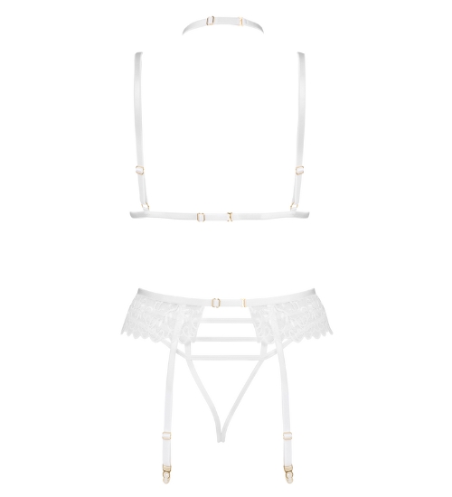 Biały komplet z dekoracyjnym hokerem