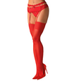 Czerwone gładkie pończochy do pasa