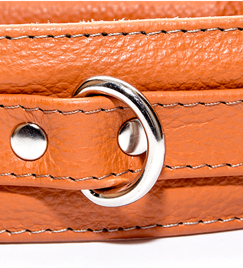 Brązowa skórzana miękka obroża