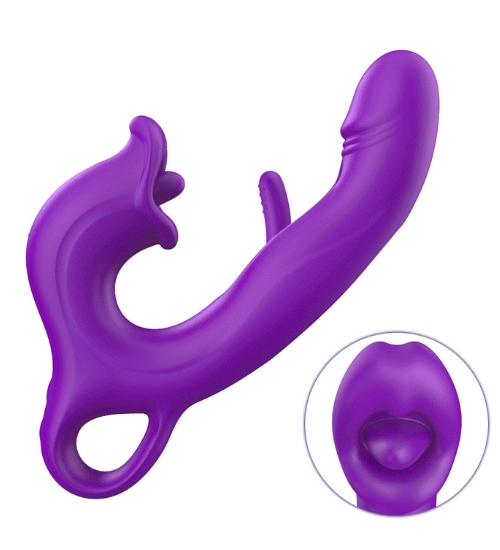 Fioletowy wibrator z flappingiem