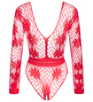 Siateczkowe body Regina red z długim rękawem