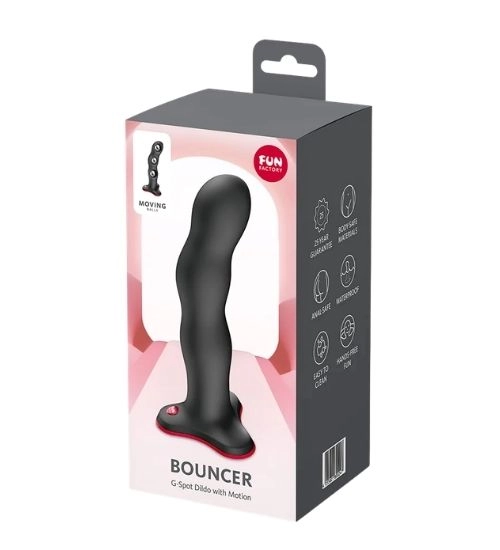 Czarne silikonowe dildo z ruchomymi kulkami