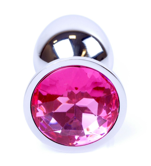 Srebrny plug analny z kryształkiem różowym