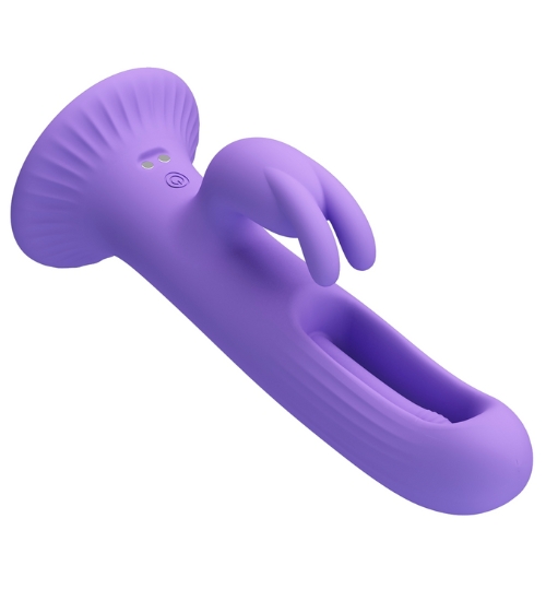 Wielofunkcyjny fioletowy wibrator na przyssawce