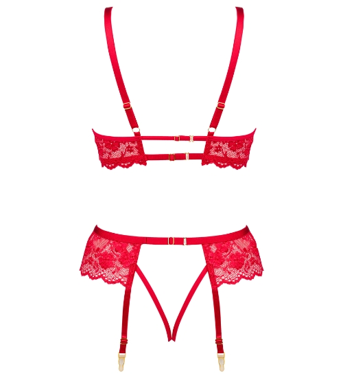 Czerwony komplet z kokardkami Rose