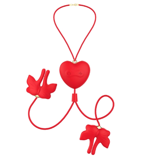 Naszyjnik z wibrującymi zaciskami na sutki