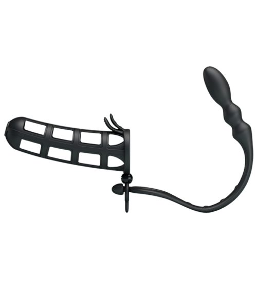 Klatka na penisa z analnym plugiem