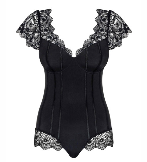 Czarne koronkowe body