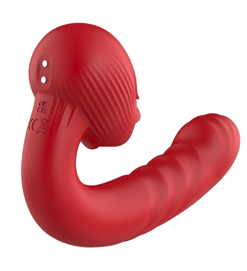 Czerwony wibrator punktu G z języczkiem