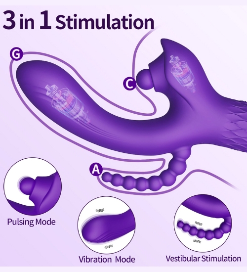 Fioletowy wibrator potrójnej satysfakcji