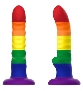 Tęczowe dildo z wypustkami