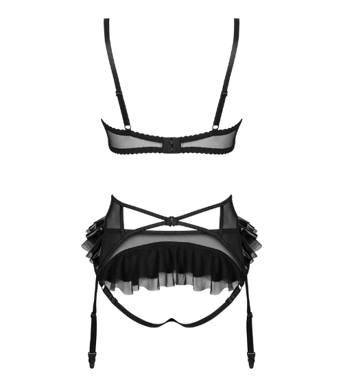 Komplet bielizny z figlarnymi falbankami