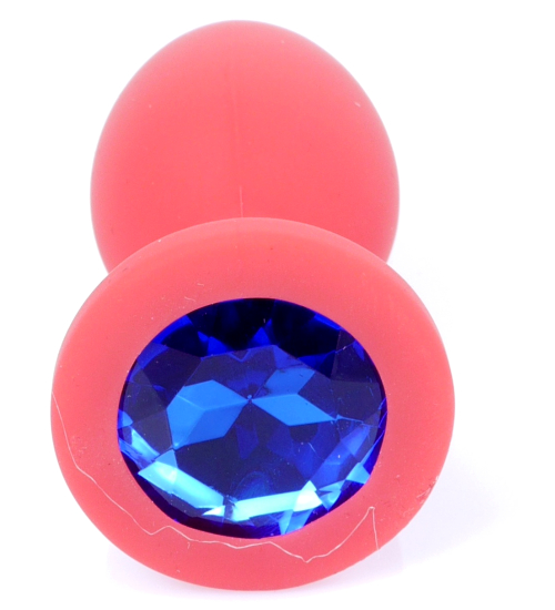 Czerwony Silikonowy Plug z Niebieskim Kryształem