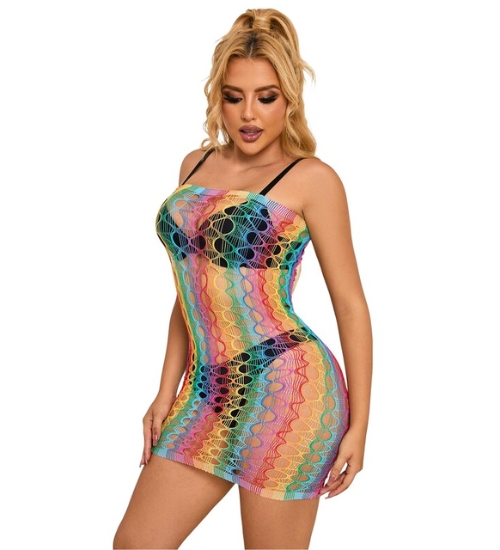 Tęczowa ażurowa sukienka