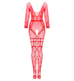 Czerwone bodystocking z długim rękawem