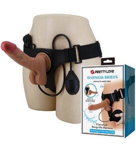 Realistyczne dildo z funkcją wibracji i wytrysku + pas