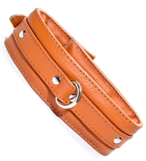 Brązowa skórzana miękka obroża