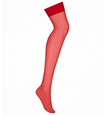 Czerwone gładkie pończochy do pasa