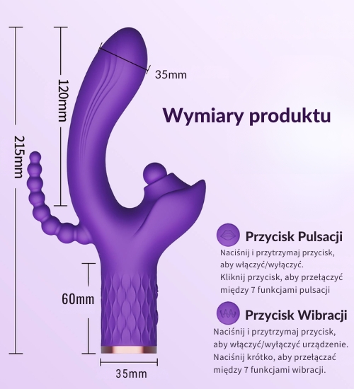 Fioletowy wibrator potrójnej satysfakcji